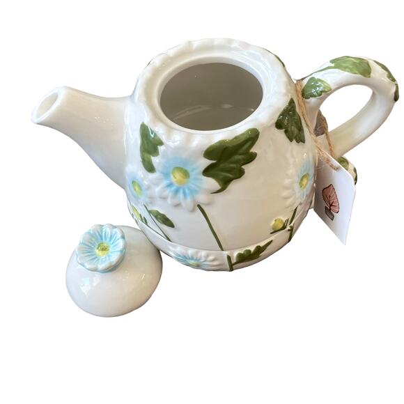 Connections 3 pc Hand Painted Spring Floral Ceramic Tea Pot & Cup For One NEW - Picture 5 of 12